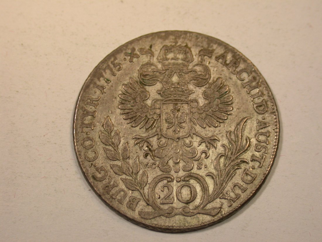  J12  RDR Österreich  20 Kreuzer 1775 in ss-vz/f.vz Maria Theresia  Originalbilder   
