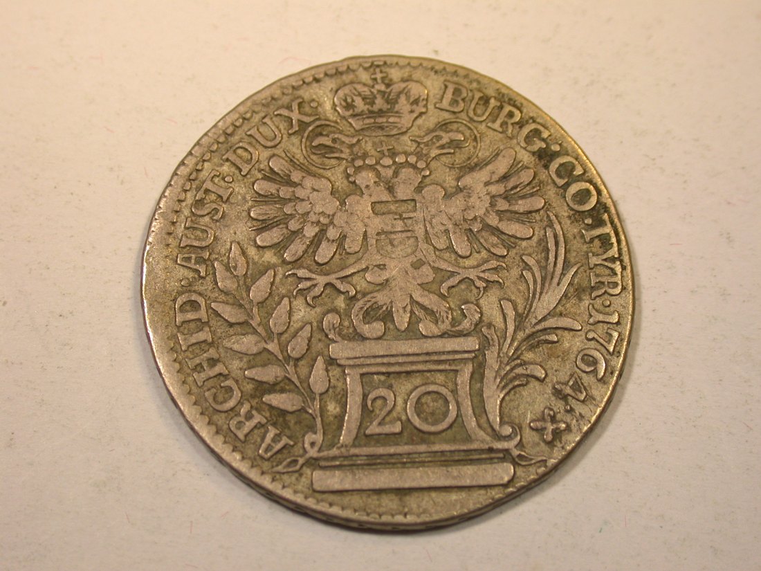  J12  RDR Österreich  20 Kreuzer 1764 in ss/ss+ Maria Theresia  Originalbilder   