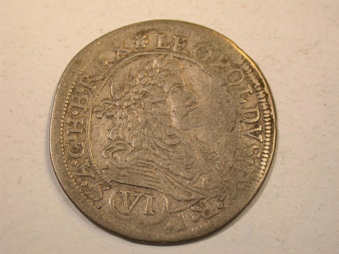  J12  RDR Ungarn 6 Kreuzer 1676 Pressburg in ss/ss+   Originalbilder   