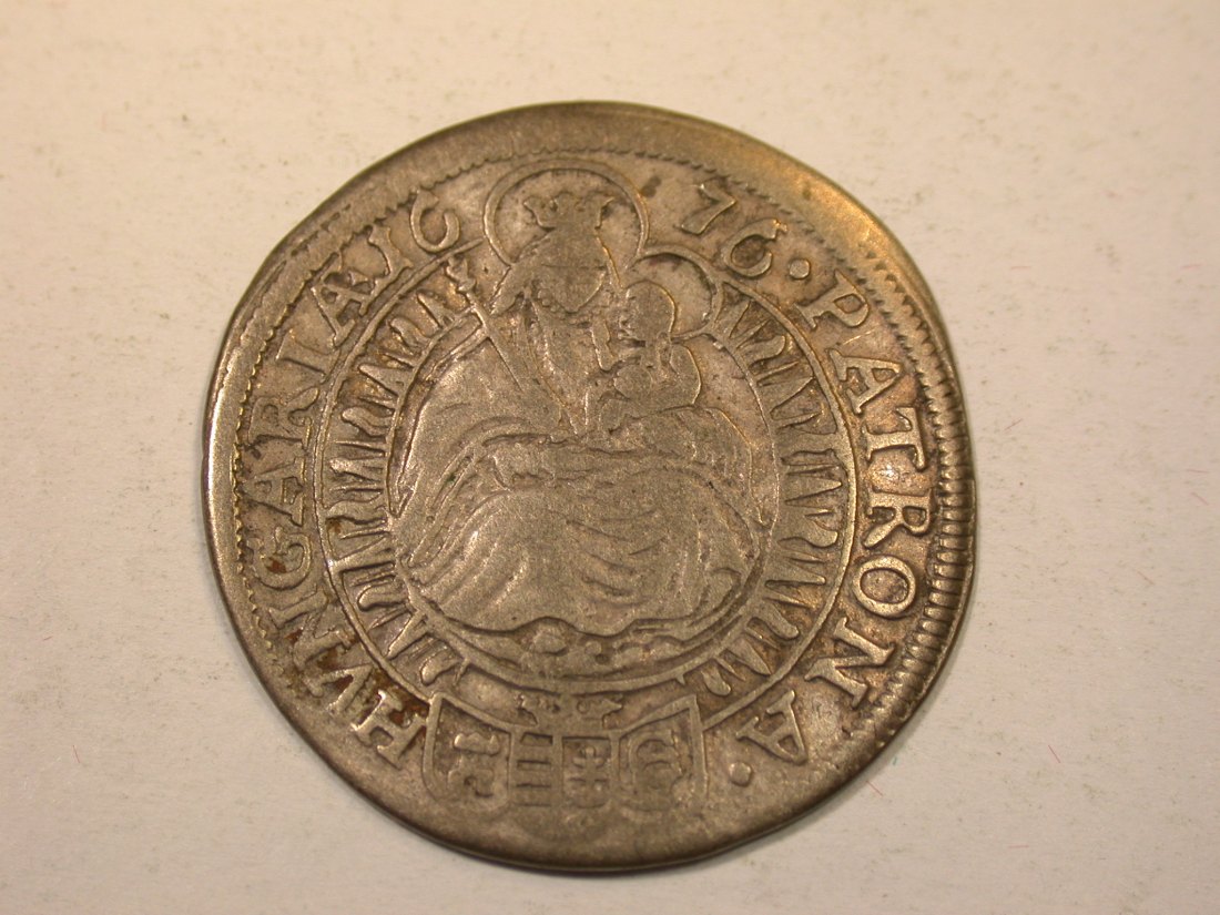  J12  RDR Ungarn 6 Kreuzer 1676 Pressburg in ss/ss+   Originalbilder   