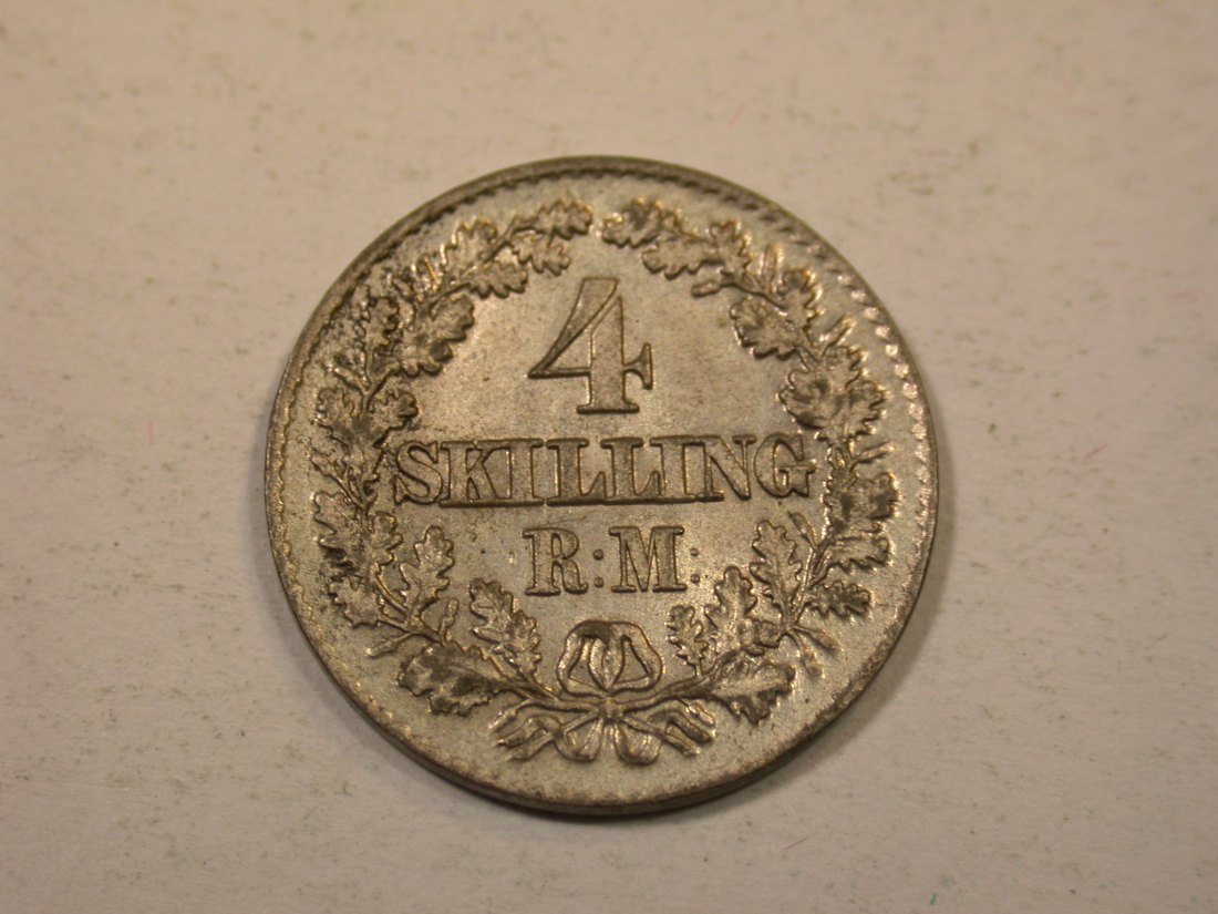  J12  Dänemark 4 Skilling 1856 in vz-st   Originalbilder   