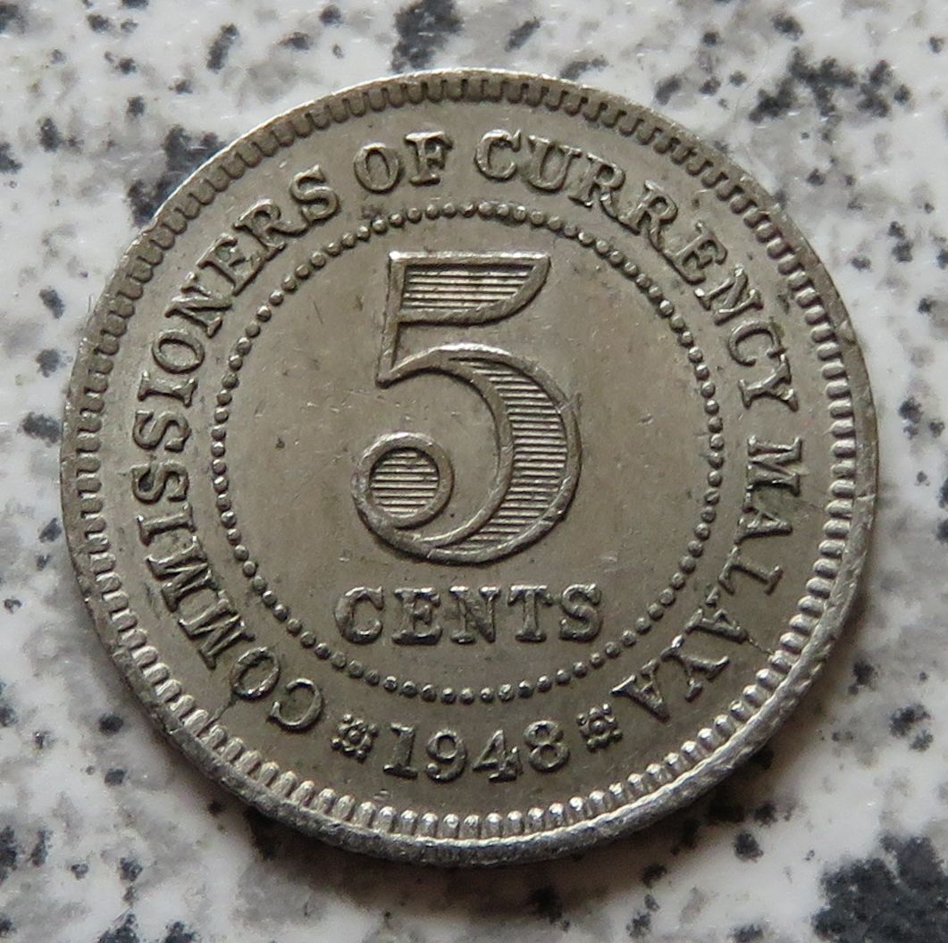  Malaya 5 Cents 1948 / Malaysia 5 Cents 1948   