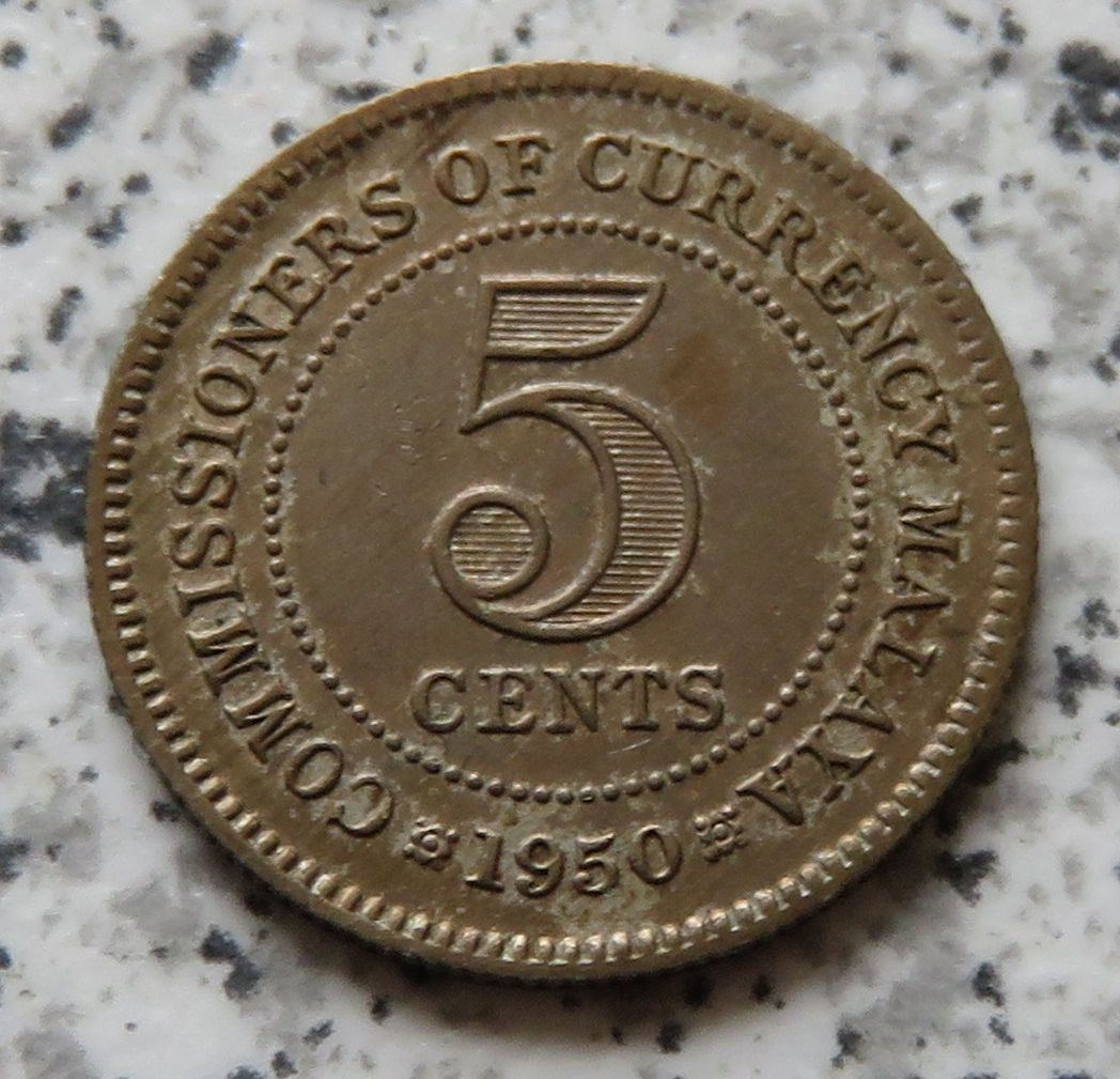  Malaya 5 Cents 1950 / Malaysia 5 Cents 1950   