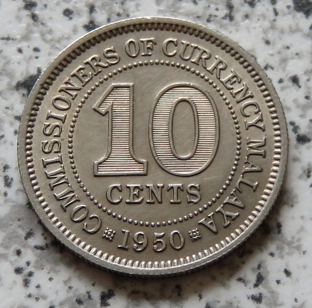 Malaya 10 Cents 1950 / Malaysia 10 Cents 1950   