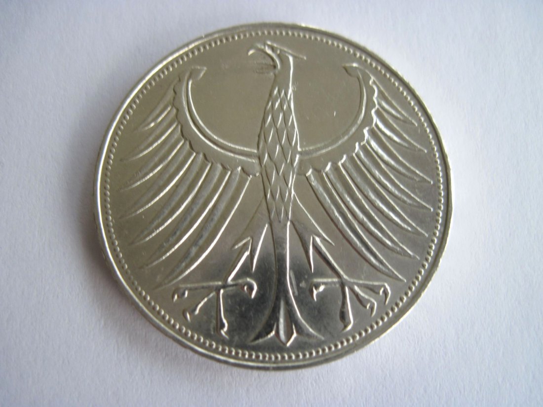  5 DM 1961 D alte Deutsche Mark, Silberadler, Heiermann, Silbermünze 625er Silber   