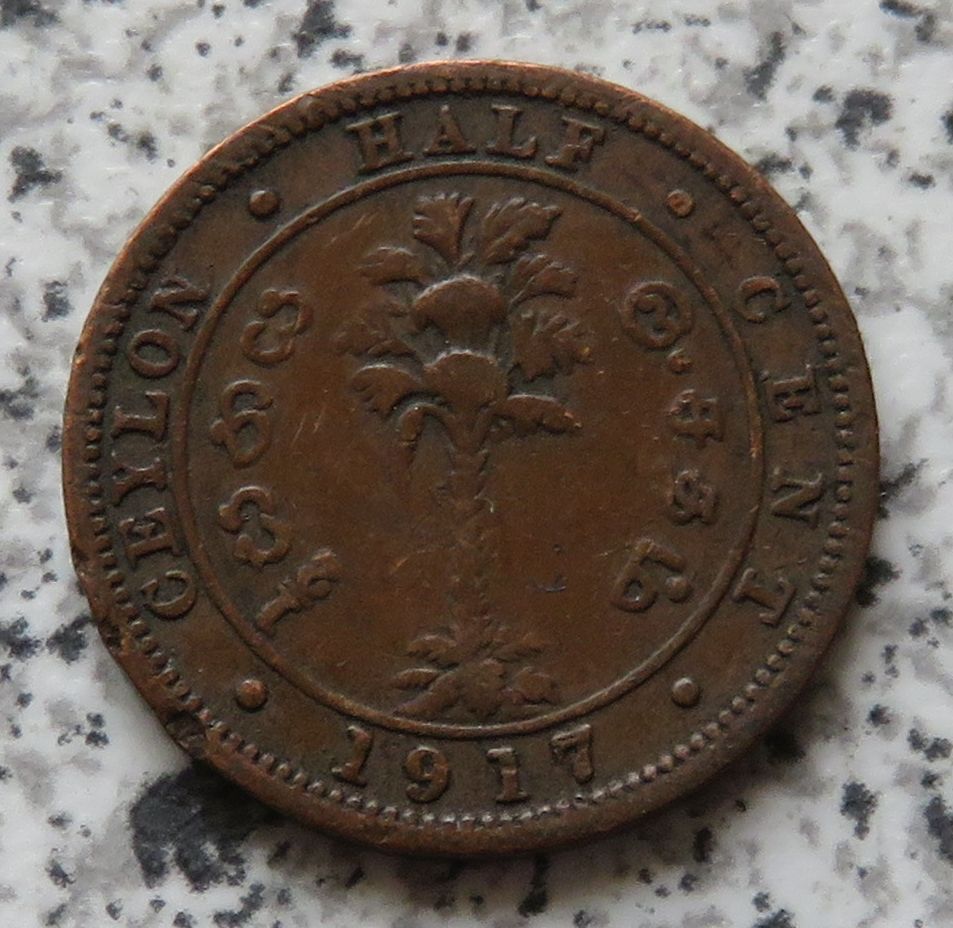  Ceylon 1/2 Cent 1917   