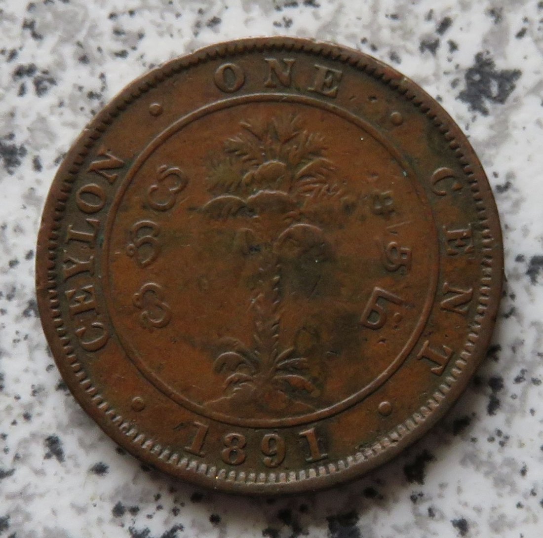  Ceylon 1 Cent 1891   