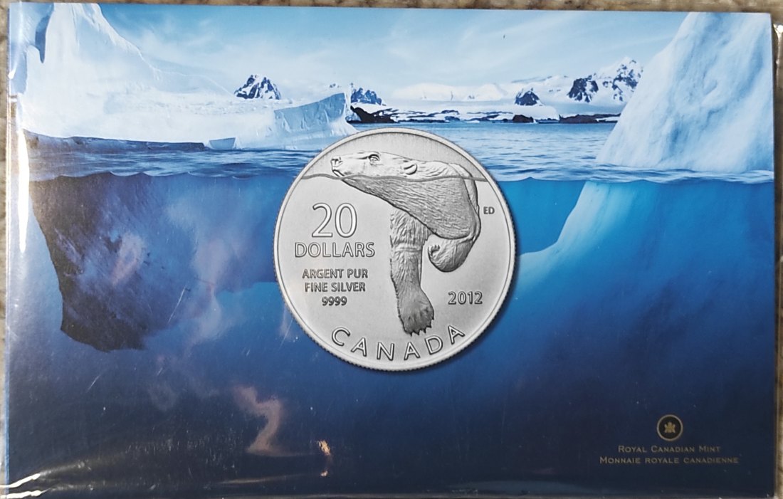  Kanada 20 Dollar 2012. SILBER, Polarbär, original verschweißt   