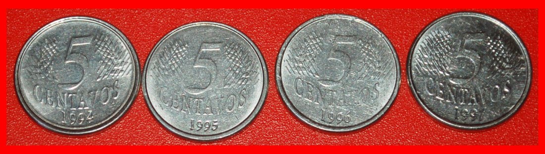  Ⰺ LAUREL HEAD:BRAZIL★5 CENTAVOS 1994, 1995, 1996, 1997! DIE I NOT SMALL HEAD★LOW START ★ NO RESERVE!   