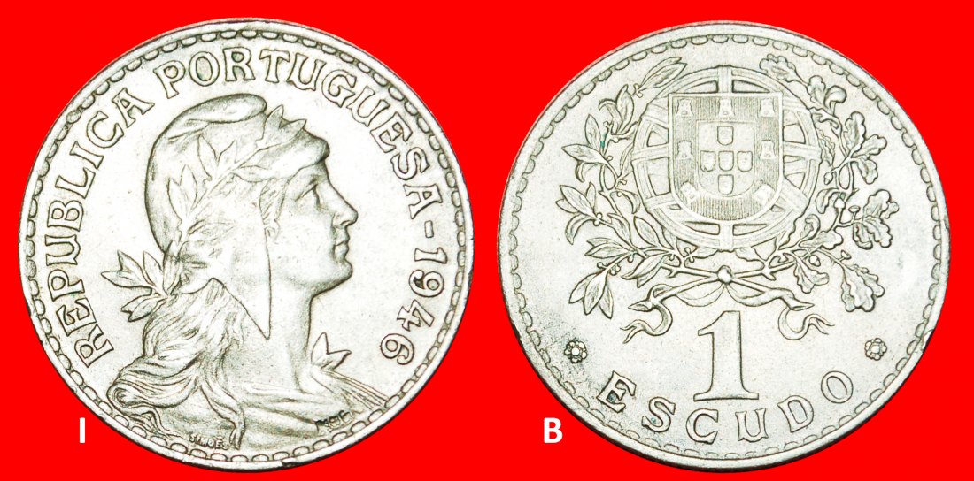  Ⰺ LIBERTY (1927-1968): PORTUGAL ★ 1 ESCUDO 1946! DISCOVERY COIN! ★LOW START ★ NO RESERVE!   