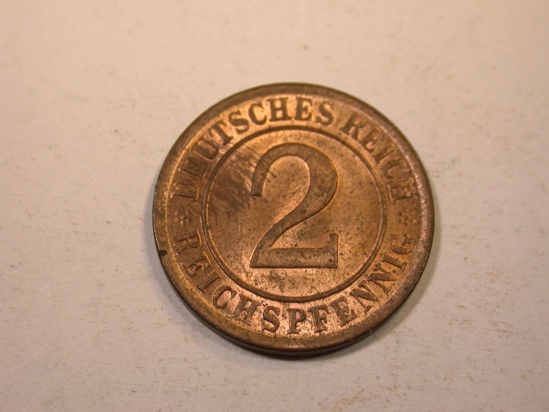  K01 Weimar  2 Reichspfennig 1924 D in vz-st !!   Originalbilder   