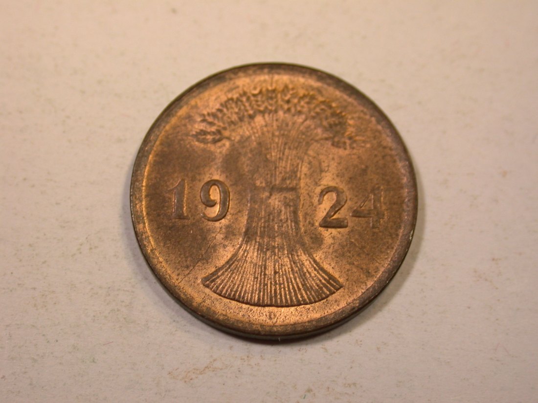  K01 Weimar  2 Reichspfennig 1924 D in vz-st !!   Originalbilder   