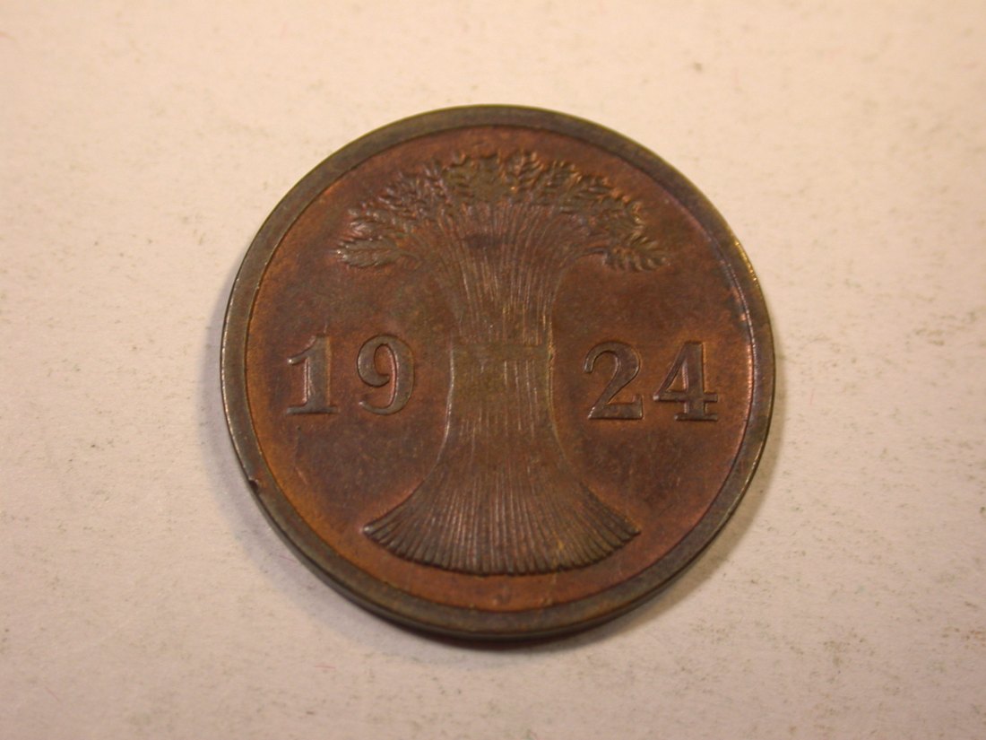  K01 Weimar  2 Reichspfennig 1924 J in vz+/vz-st   Originalbilder   
