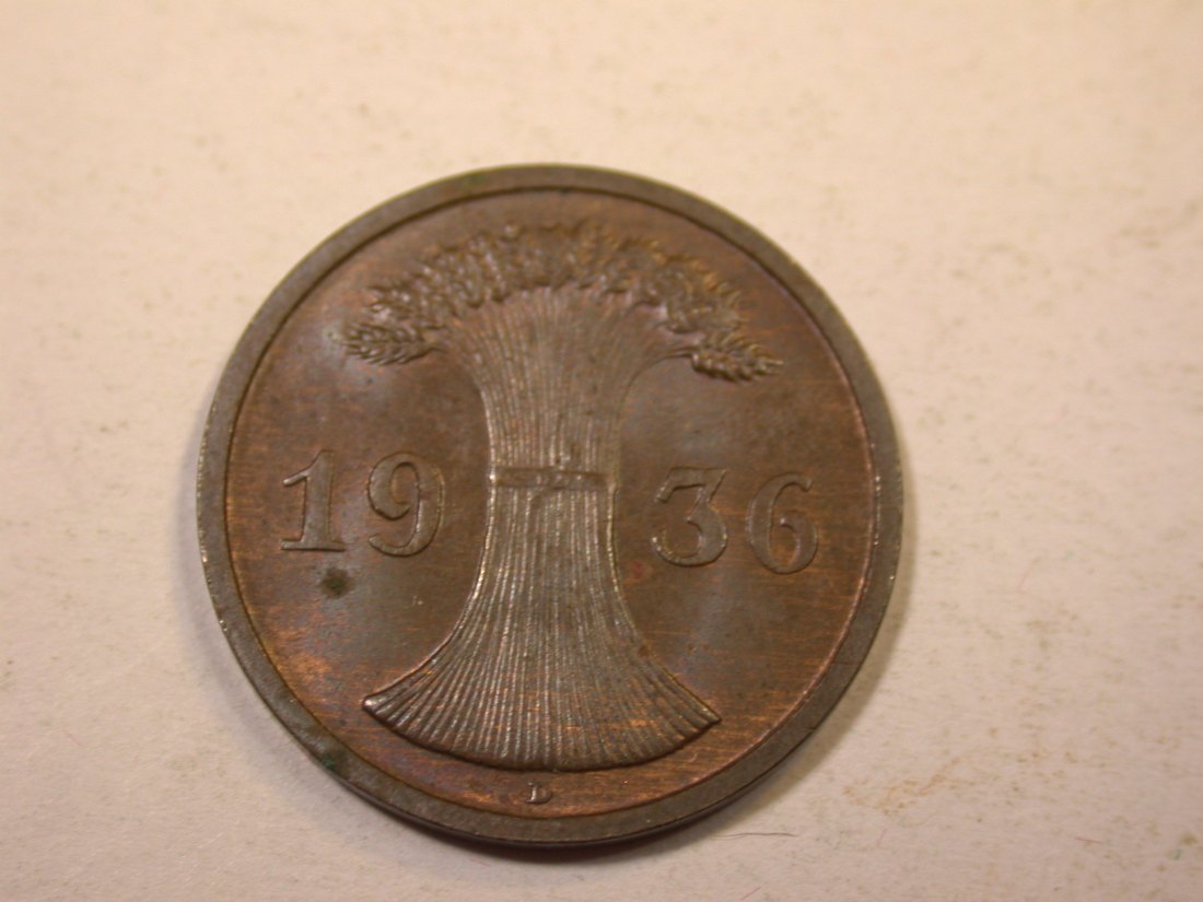  K01 Weimar  2 Reichspfennig 1936 D in vz-st   Originalbilder   