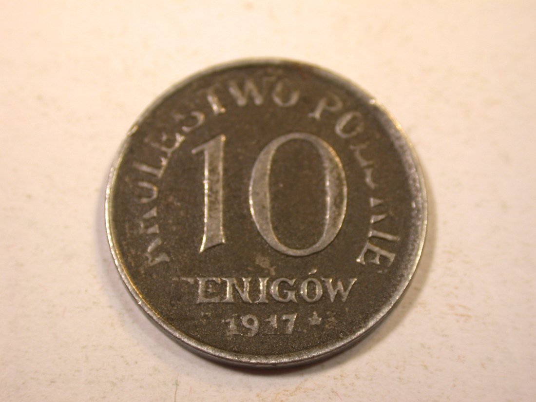  K01 KR Polen 10 Fenigow 1917 F in ss/ss+   Originalbilder   