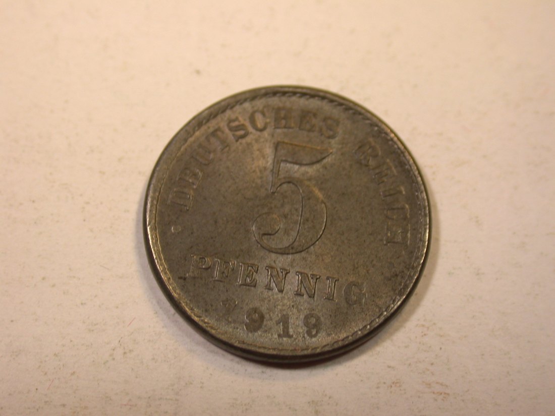  K01 KR 5 Pfennig 1919 D in Eisen in f. ST  !!  Originalbilder   