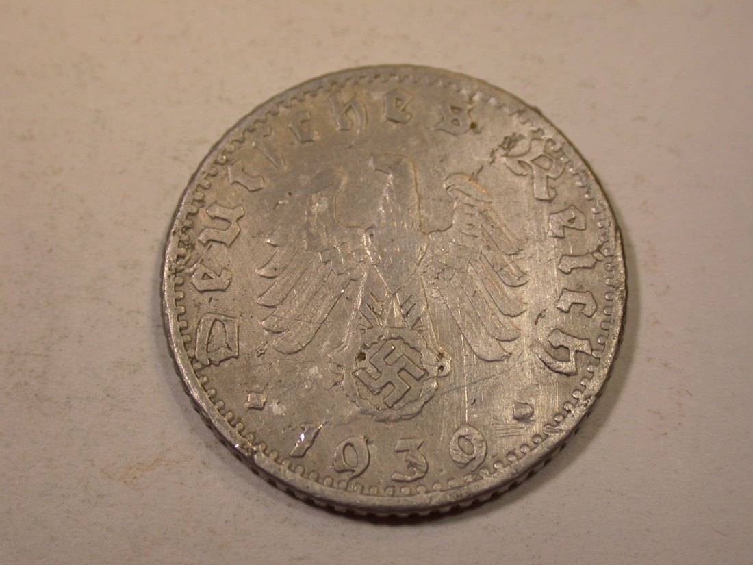  K01 3.Reich  50 Pfennig 1939 E   Originalbilder   