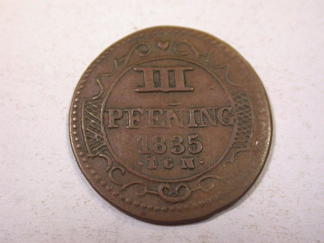  K01 Wismar 3 Pfennig 1835 in ss     Originalbilder   