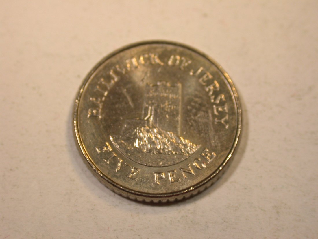  K01 Jersey  5 Pence 1990 in f.st    Originalbilder   