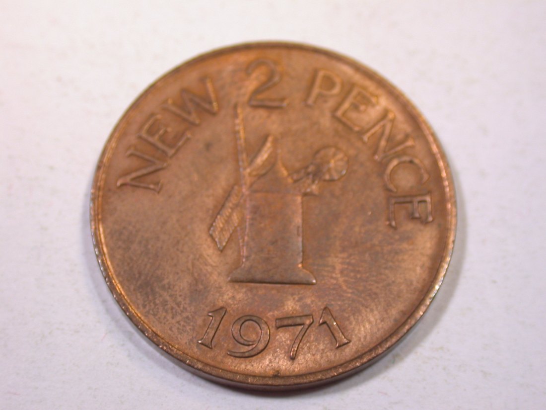  K01 Guernsey  2 Pence 1971 in unc     Originalbilder   
