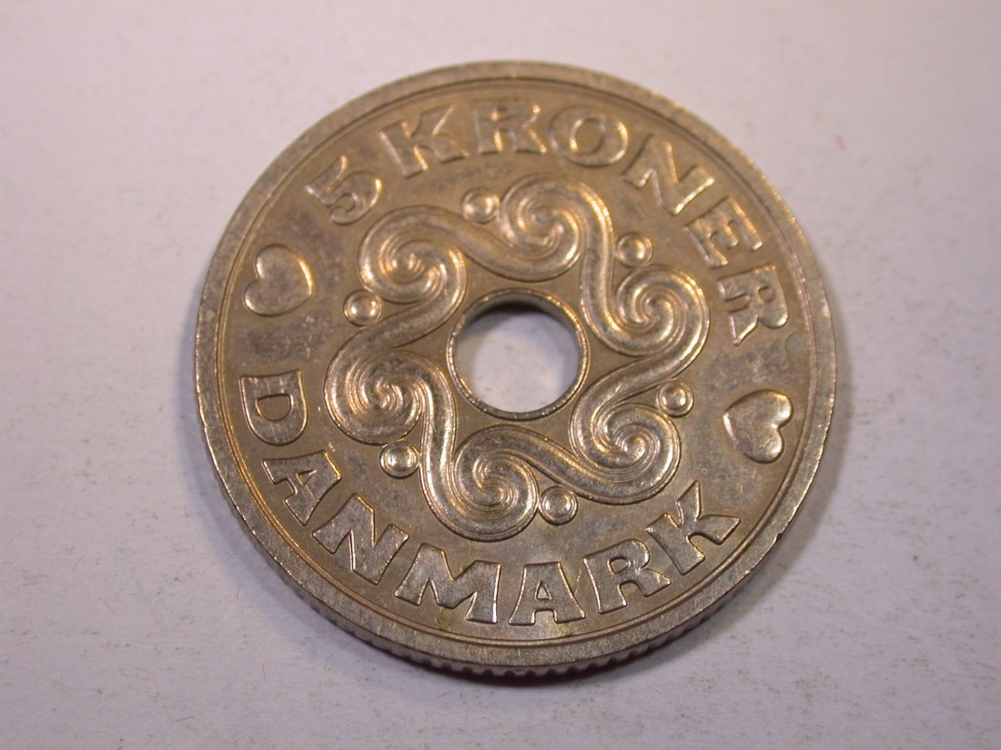  K01 Dänemark  5 Kroner 1990 in unc     Originalbilder   
