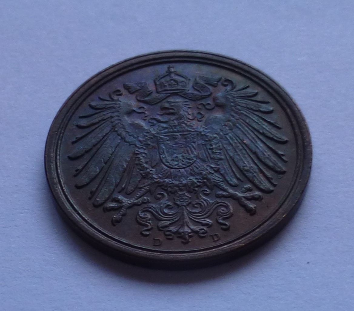  Deutsches Reich, Kaiserreich 1 Pfennig 1900 D, TOP Erhaltung - fast Stempelglanz   