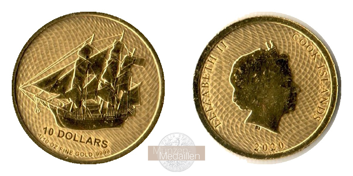 Cook Islands MM-Frankfurt KM#2898 Feingold: 3,11g 10 Dollars (Bounty) 2020 