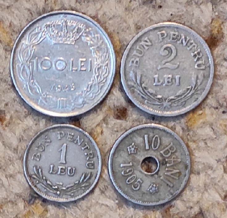  d023: Rumänien kleines Münzlot mit 4 älteren Münzen   