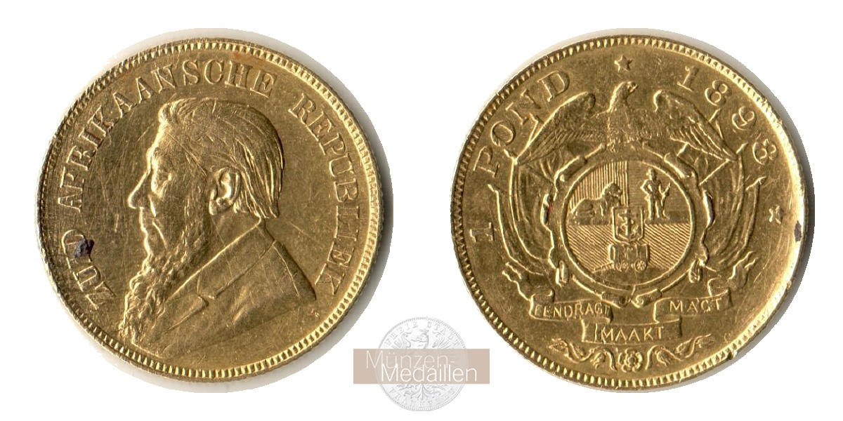  Süd Afrika 1 Pond Kruger Pond 1898 (1892-1900) MM-Frankfurt KM#10 Feingold: 7,327g   