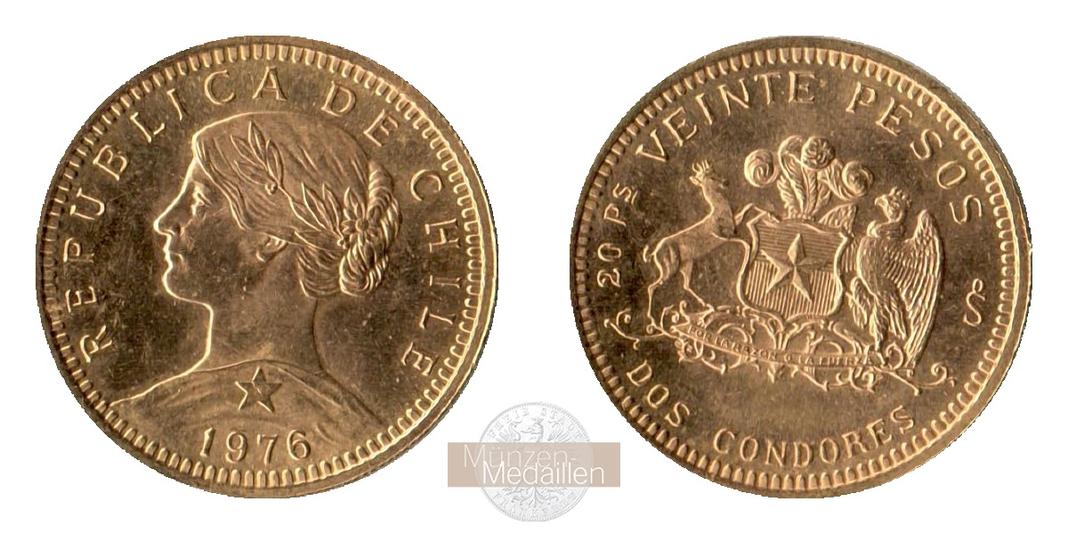 Chile MM-Frankfurt Feingold: 3,66g 20 Pesos 1976 