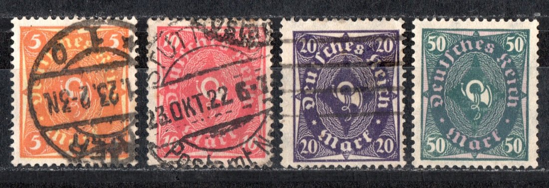  Dt. Reich Mi.205-207 Echt gelaufen + Mi.209** / TOP Stempel/ Mi 7,70 €   