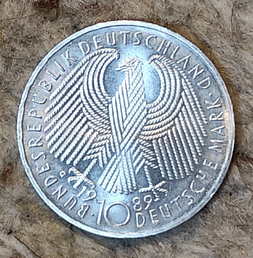  Deutschland 10 Mark 1989 G, SILBER, 1949-1989 40 Jahre Bestehen der BRD,   