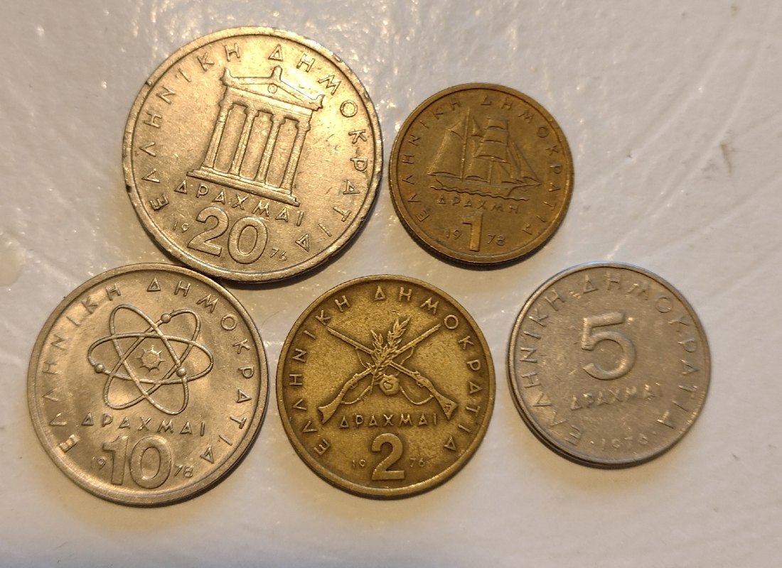  Griechenland, 5 Münzen 1-20 Drachmen   