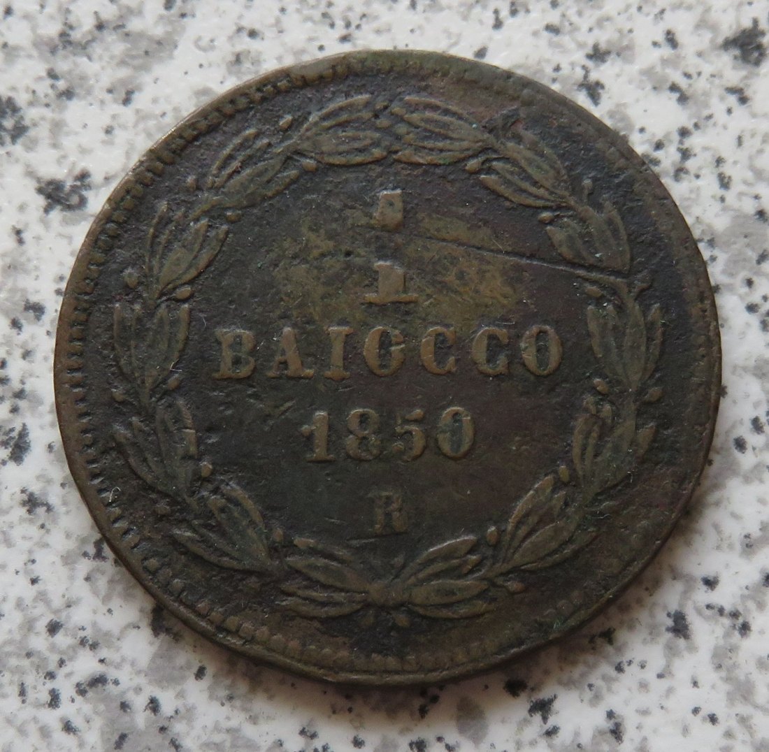  Italien / Vatikan 1 Baiocco 1850 R, Belegstück   