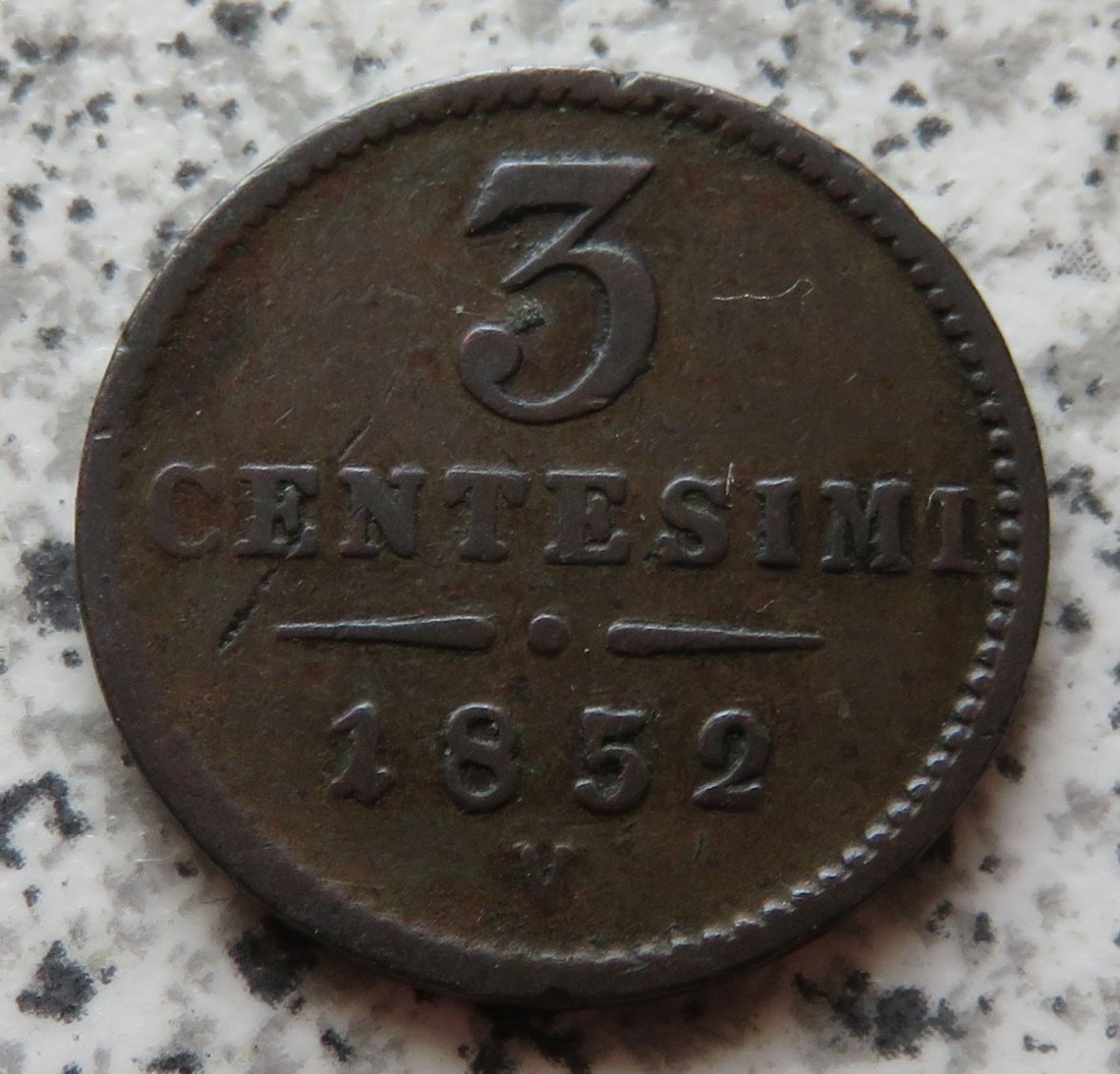  Lombardei und Venetien 3 Centesimi 1852 V   