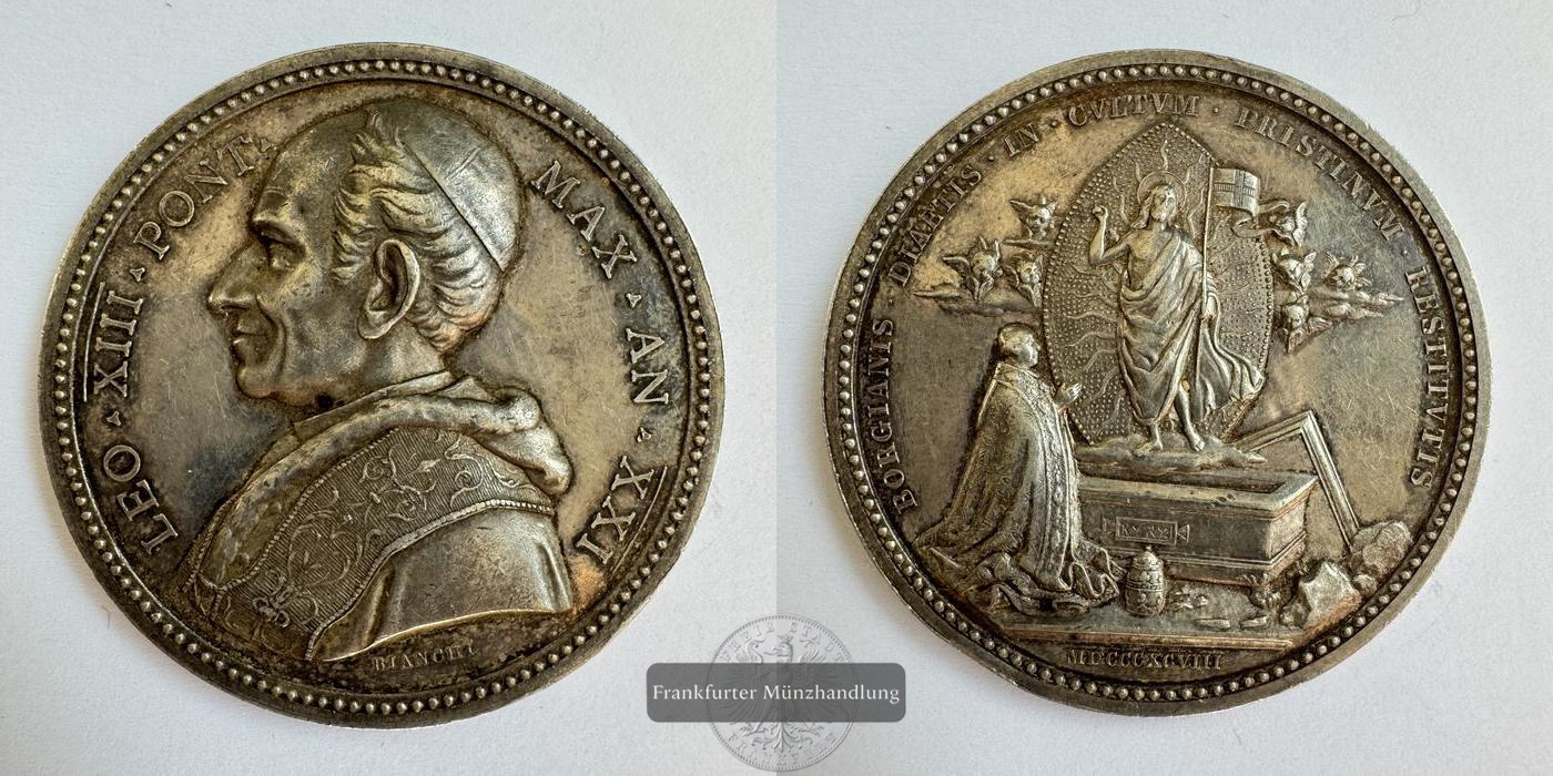  Vatikan / Silbermedaille Pope Leo 13. 1898 FM-Frankfurt Ag-Raugewicht: 33,64g   