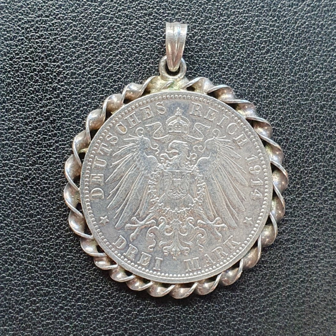  Kaiserreich Münze Bayern Ludwig III König von Bayern 1914 D gefasst als Münzanhänger 15 g fein   