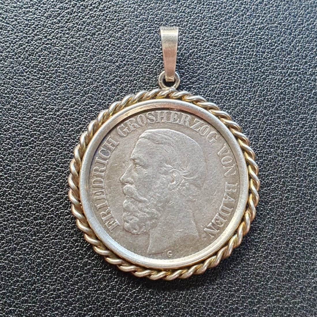  Kaiserreich Münze Baden Friedrich Grosherzog von Baden 1901 G gefasst als Münzanhänger 10 g fein   