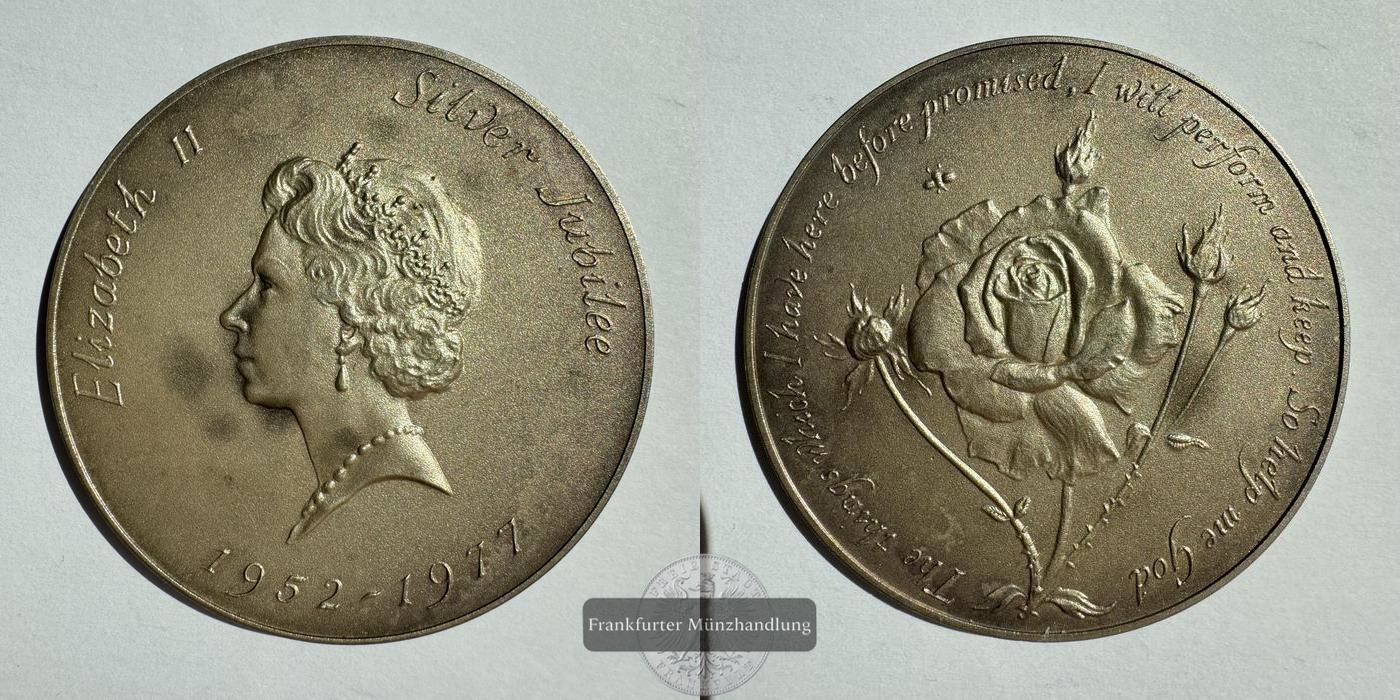  UK / Silbermedaille Elizabeth II (Silver Jubilee) 1977 FM-Frankfurt Feinsilber: 71,7g   