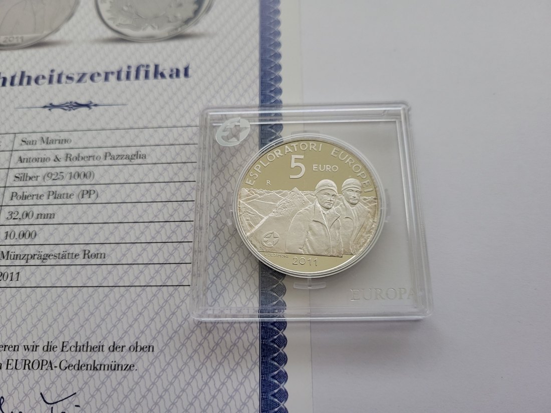 5 Euro 2011 Antonio & Roberto Pazzaglia Silbermünze 925/18g San Marino Spittalgold9800 (3469)   