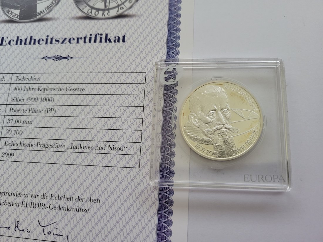  200 Kc 2009 Keplersche Gesetze Silbermünze 900/13,1g Tschechien Spittalgold9800 (3469)   