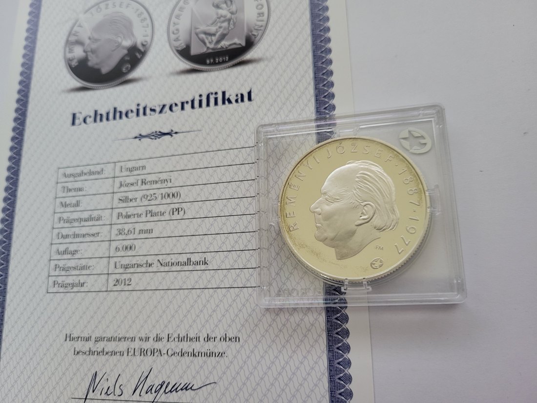 5000 Forint 2012 Jozsef Remenyi Silbermünze 925/31,4g Ungarn Spittalgold9800 (3469)   