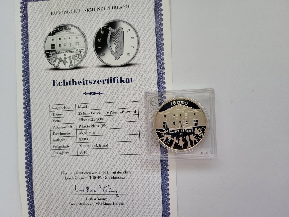  10 Euro 2010 Gaisee - the President´s Award Silbermünze 925/28,2g Irland Spittalgold9800 (3469)   