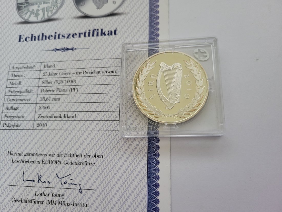  10 Euro 2010 Gaisee - the President´s Award Silbermünze 925/28,2g Irland Spittalgold9800 (3469)   