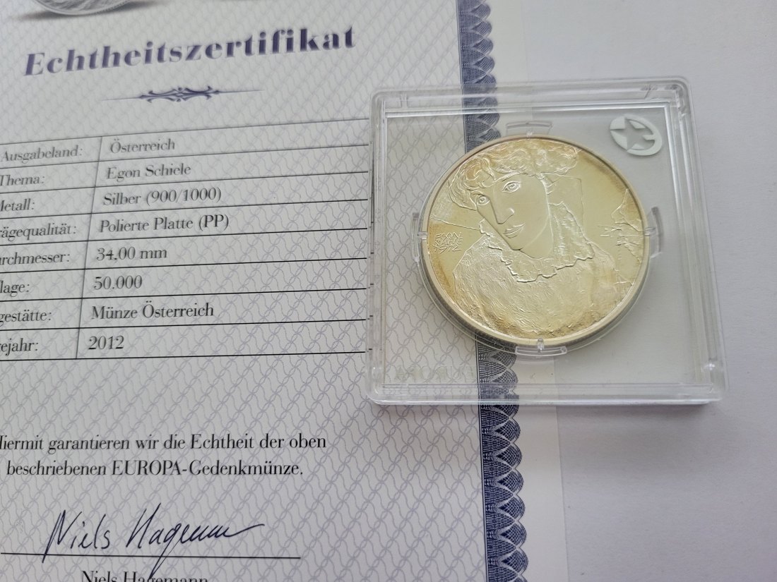  20 Euro 2012 Egon Schiele Silbermünze 900/20g Österreich Spittalgold9800 (3469)   