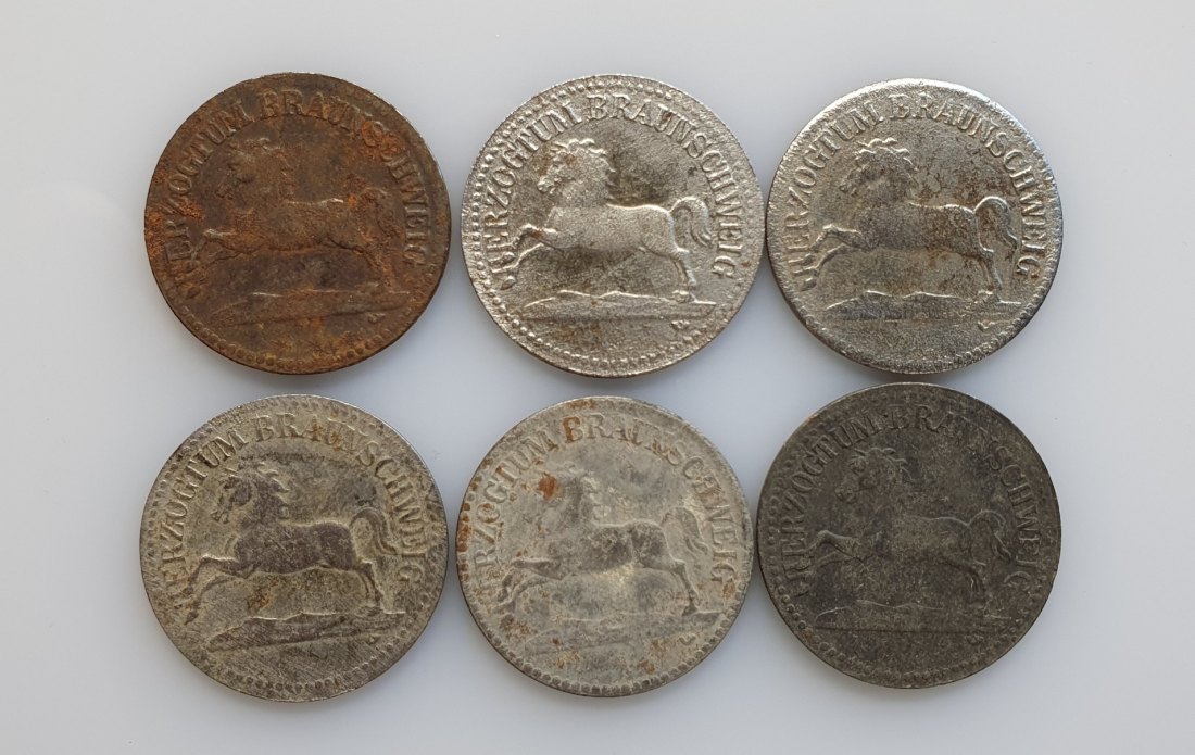  BRAUNSCHWEIG: KRIEGSNOTGELD: 50 Pfennig 1918 / HERZOGTUM 6 Münzen Konvolut #2   