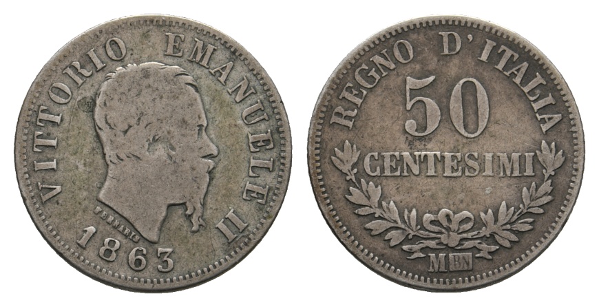  Ausland; Italien; Mailand; 50 Centesimi 1863   