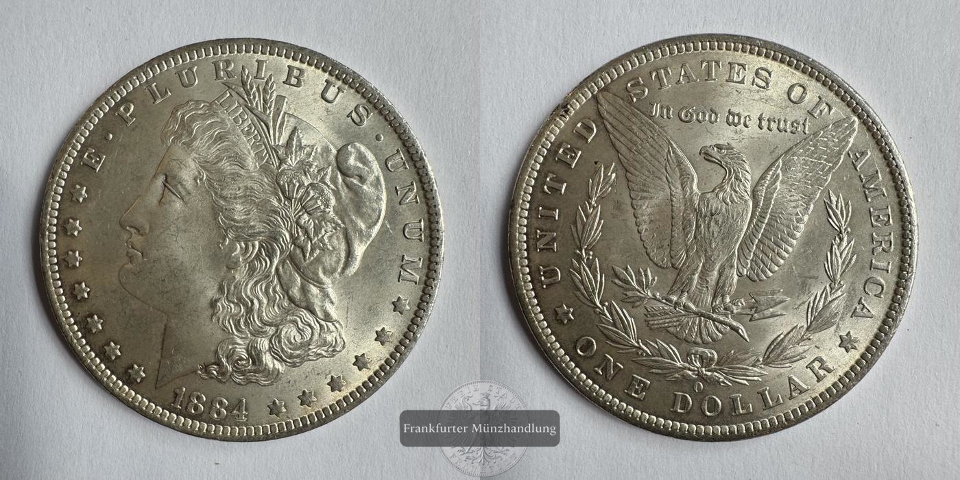  USA / 1 Dollar 1884 (1878-1921) 'O' Morgan Dollar FM-Frankfurt KM#110 Feinsilber: 24,057g   
