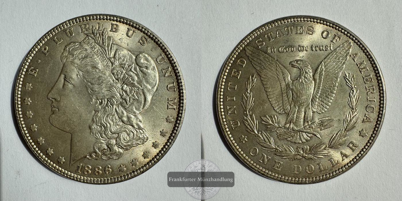  USA / 1 Dollar 1886 (1878-1921) Morgan Dollar FM-Frankfurt KM#110 Feinsilber: 24,057g   