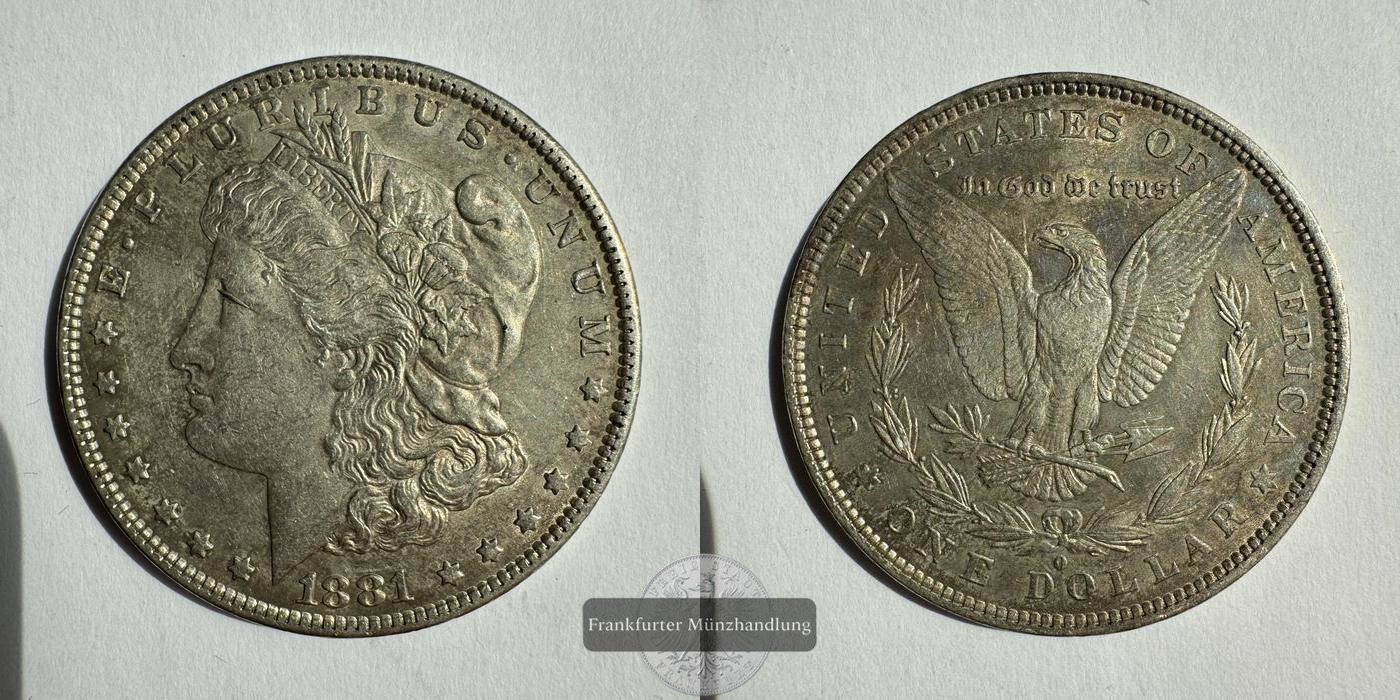  USA / 1 Dollar 1881 (1878-1921) 'O' Morgan Dollar FM-Frankfurt KM#110 Feinsilber: 24,057g   